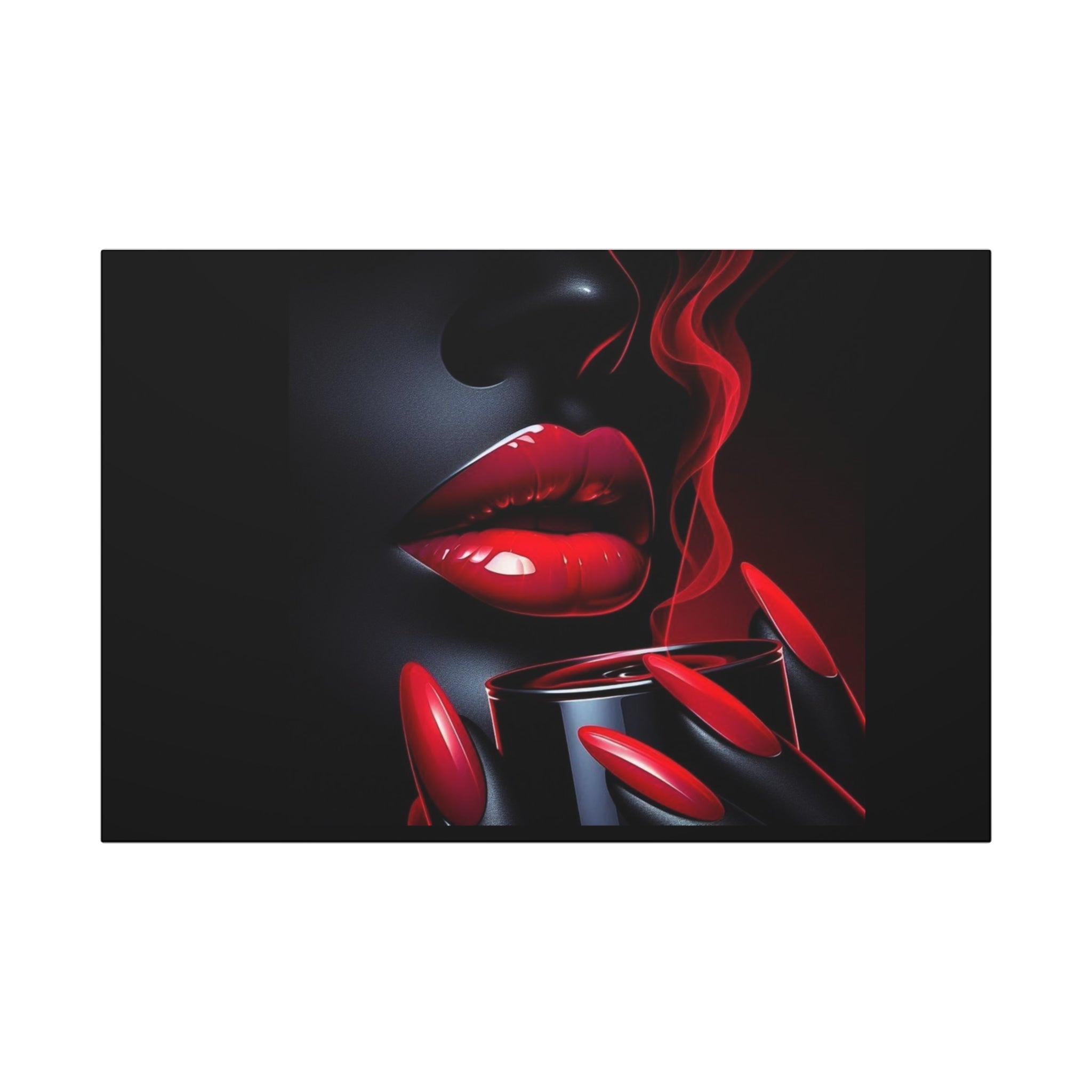 Midnight Seduction – Modern Red Lips Wall Art
