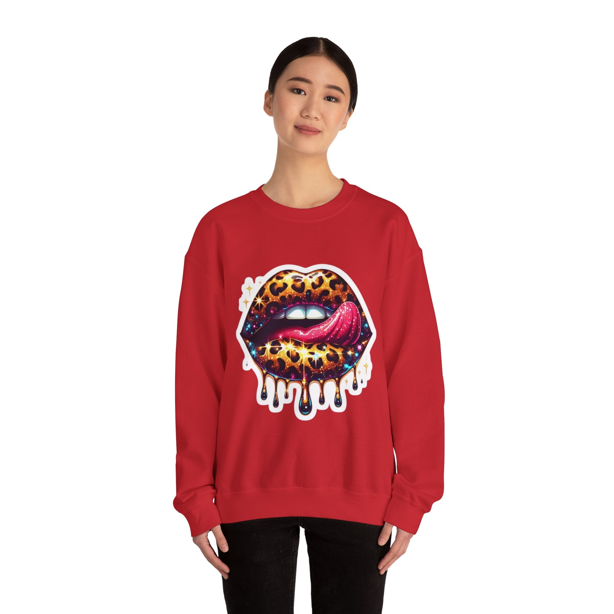 Wild Glam" Cosmic Leopard Lips Premium Sweatshirt