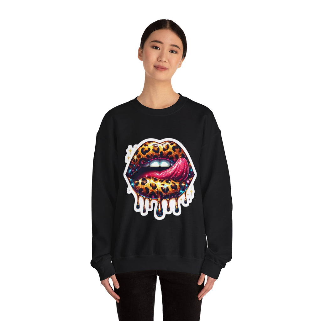 Wild Glam" Cosmic Leopard Lips Premium Sweatshirt